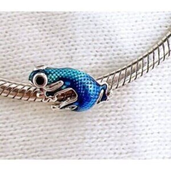 Blue Gecko Charm,925 Sterling Silver Charm For Bracelet Necklace Pendant - Picture 4 of 7